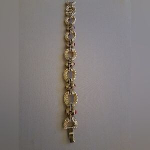 JBK Jacqueline Kennedy Camrose and Kross Red Rhinestone Rope Link Bracelet